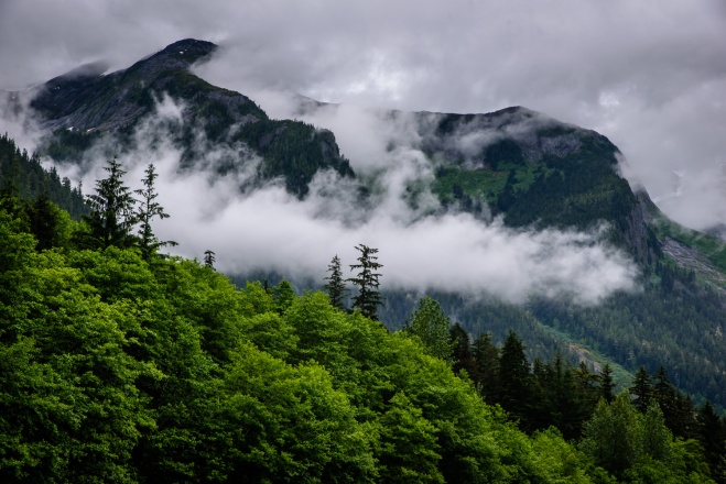 At least all the rain and cloud keep the vegetation a lush green. The mountains along Highway 16 between Prince Rupert and Terrace have a unique beauty in the constant drizzle. (Richard McGuire photo)
